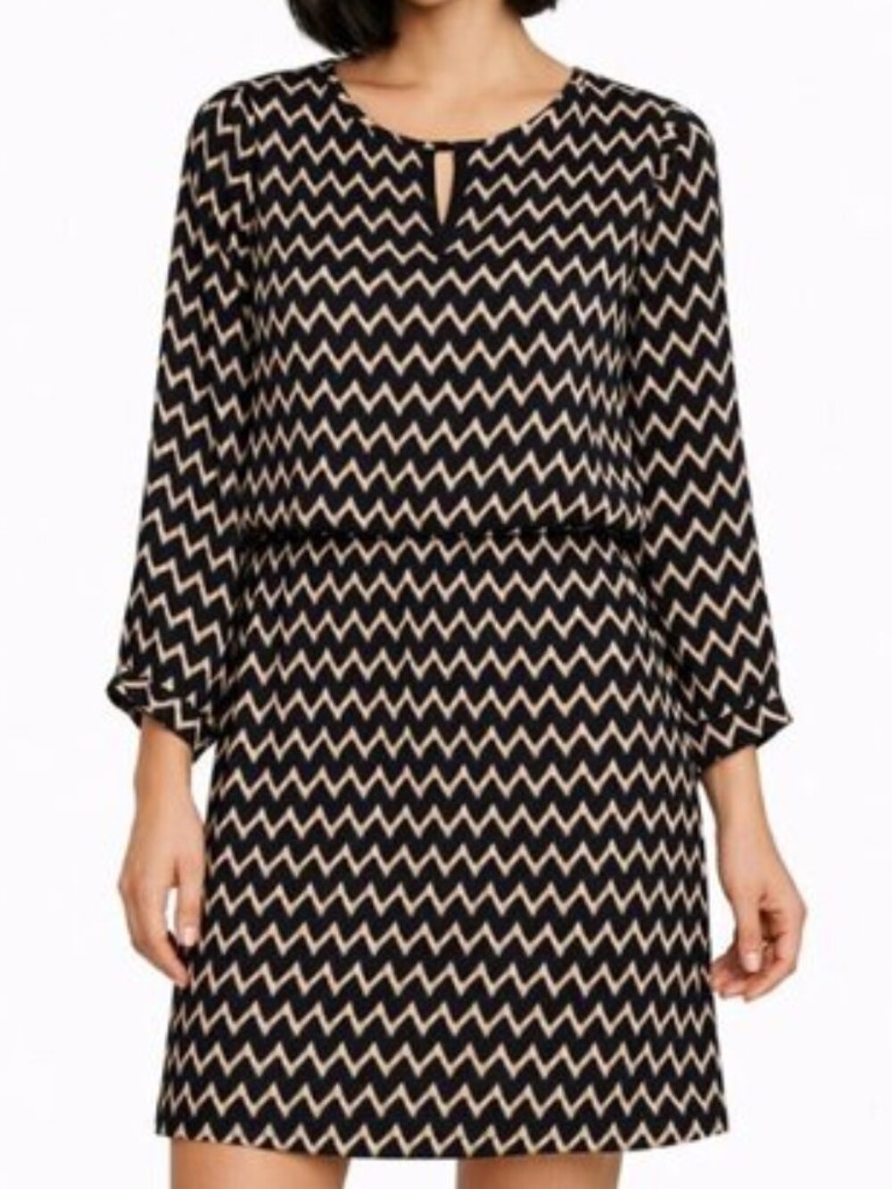 IN WEAR Women’s Black & Tan Geometric Dress – Size 8